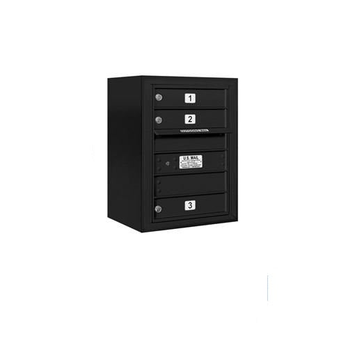 Mailboxes 3806S-03BFP Salsbury 6 Door High Surface Mounted 4C Horizontal Mailbox with 3 Doors in Black with Private Bccess