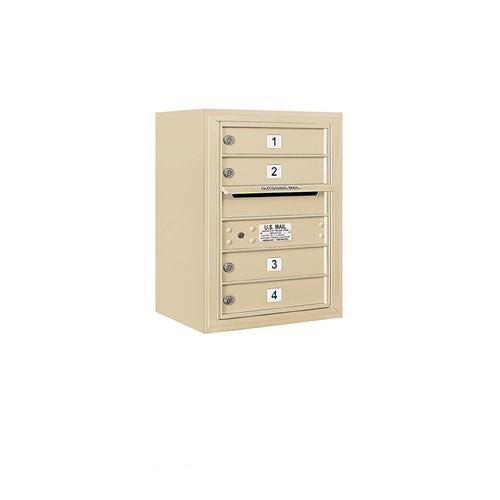 Mailboxes 3806S-04SFP Salsbury 6 Door High Surface Mounted 4C Horizontal Mailbox with 4 Doors in Sandstone with Private Sccess