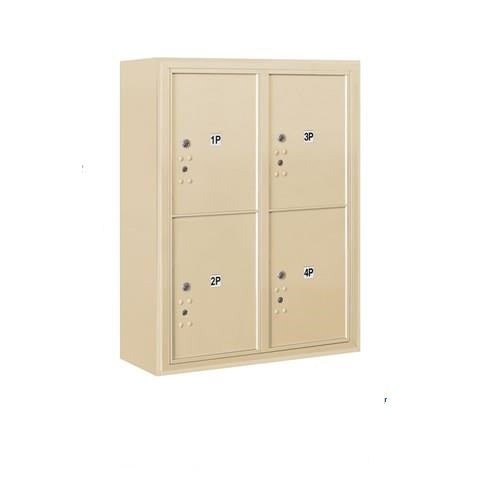 Mailboxes 3810D-4PSFP Salsbury 10 Door High Surface Mounted 4C Horizontal Parcel Locker with 4 Parcel Lockers in Sandstone with Private Sccess