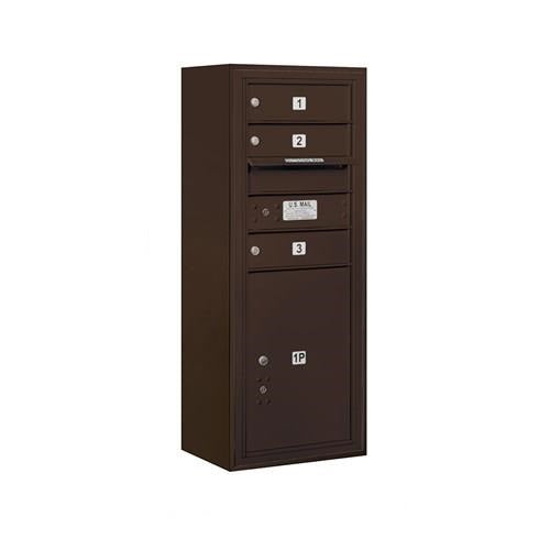 Mailboxes 3810S-03ZFP Salsbury 10 Door High Surface Mounted 4C Horizontal Mailbox with 3 Doors and 1 Parcel Locker in Bronze with Private Zccess