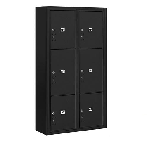 Mailboxes 3816D-6PBFP Maximum Height Surface Mounted 4C Horizontal Parcel Locker with 6 Parcel Lockers in Black with Private Bccess
