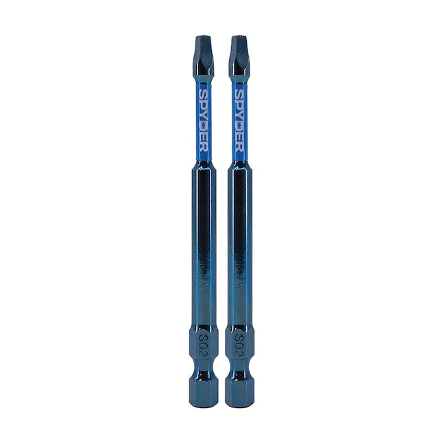 Spyder 19058 Mach-Blue SQ2 1/4-in x 3-1/2-in Square/Robertson Impact Driver Bit (2-Piece)