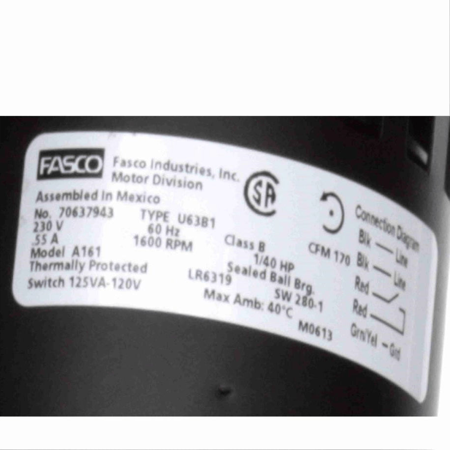 Fasco Rectangular Outlet Shaded Pole OEM Replacement Draft Inducer Blower, 230 Volts, Flange: No - A161