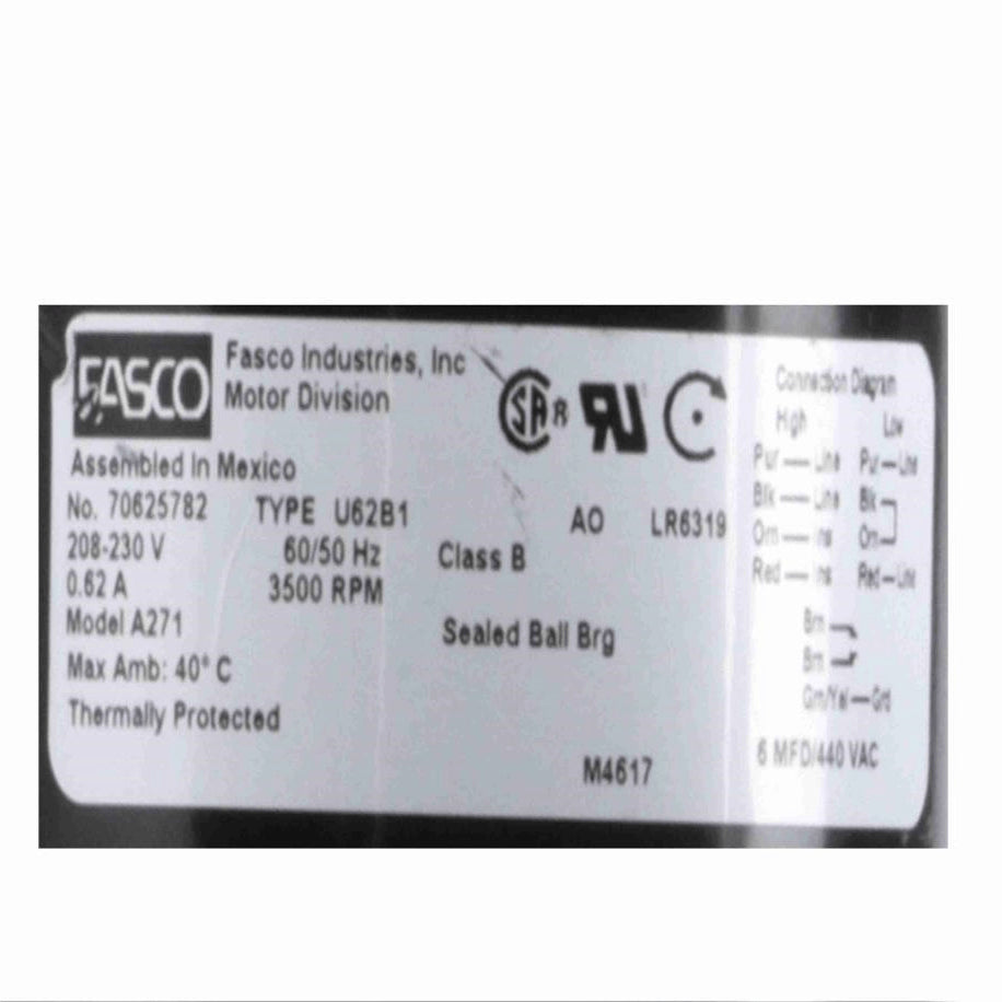 Fasco Round Outlet Permanent Split Capacitor OEM Replacement Draft Inducer Blower, 208-230 Volts, Flange: Yes - A271