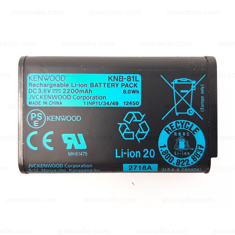 Kenwood KNB-81LW Li-ion Rechargeable Battery, 2200 mAh Standard 3.6 V, Original Accessory for NX-P500K Two-Way Radio, OEM, (Charger Not Included)