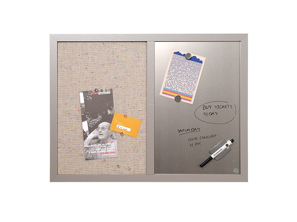MasterVision MX04331608 Combo Silver Dry-Erase And Silver Fabric Wood Framed Bulletin Board