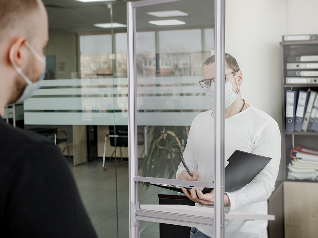 MasterVision SUP3503 Mobile Individual Standing Workstation With Glass Panel