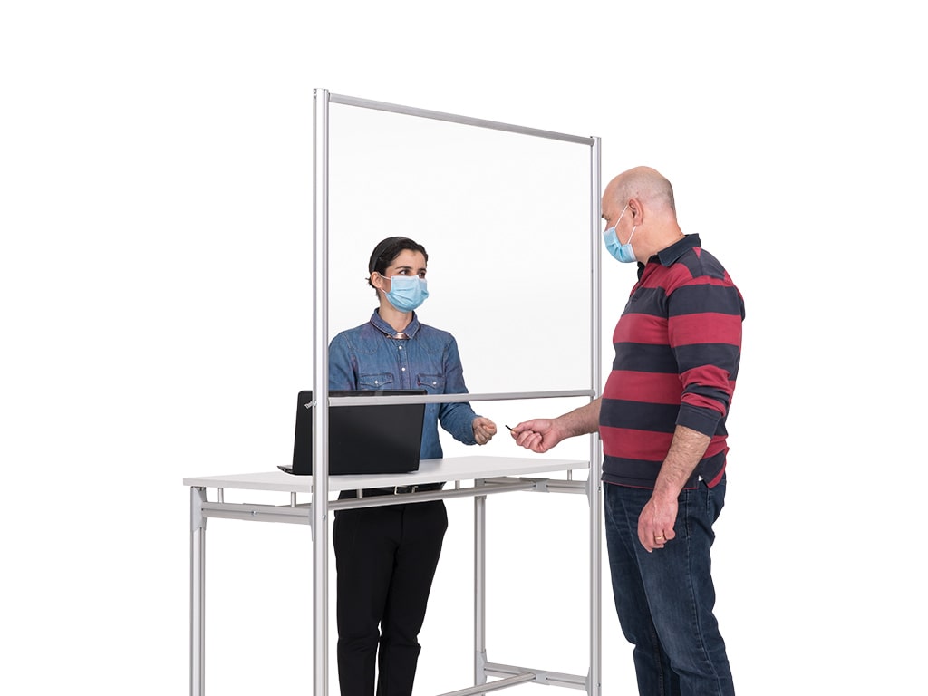 MasterVision SUP3603 Workstation Fixed Standing Desk With Glass Panel