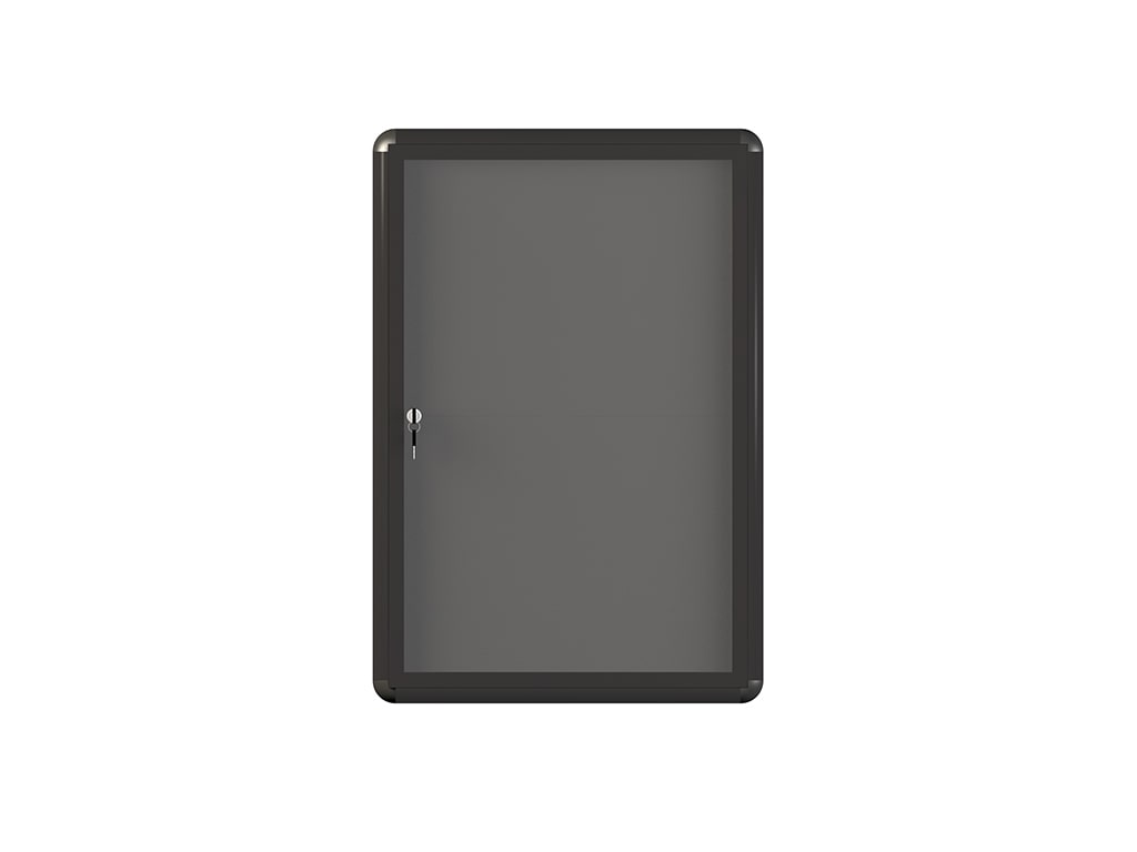 MasterVision VT640103727 Graphite Fabric Indoor Swing Door Enclosed Bulletin Board