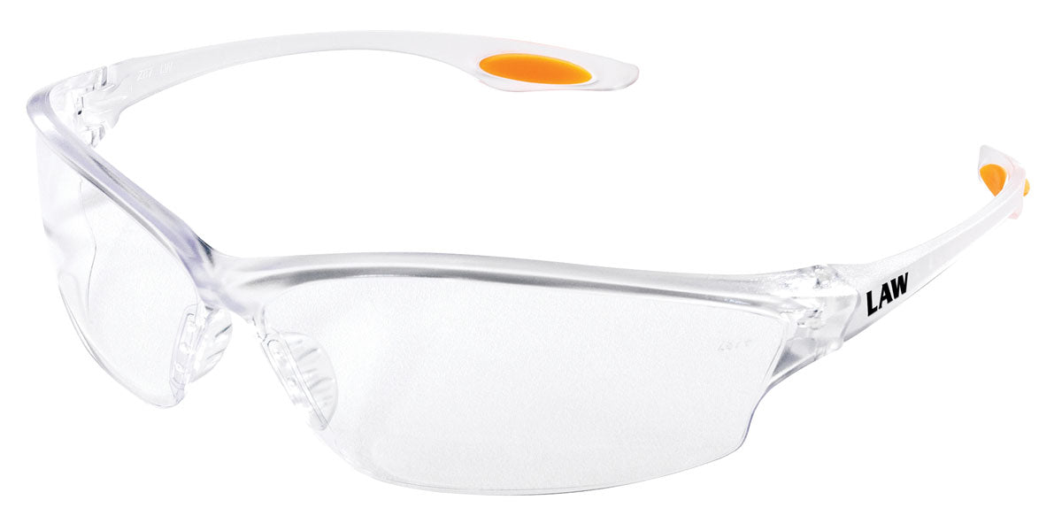 MCR Safety LW210AF Law® LW2 Series Clear Safety Glasses UV-AF® Anti-Fog Lens Soft Secure TPR Nose Piece and Temple Inserts (1 Pair)