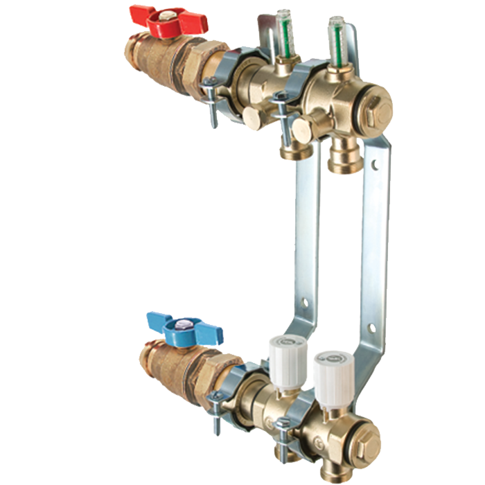 Legend Valves 8000S-10-2 1" Modular Brass Manifold Press Kit; Includes all required pieces for a 2-Port Modular Manifold with Red & Blue LegendPress Isolation Valves