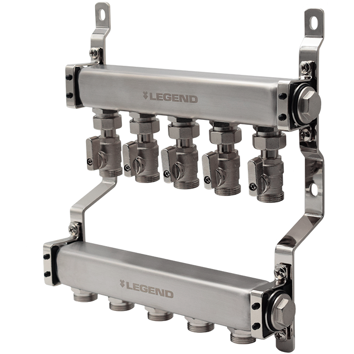 Legend Valves 8300EV-10-4 1" Economy Stainless Steel Manifold with Circuit Isolation Valves
