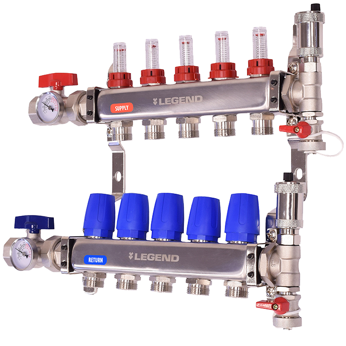 Legend Valves 8330P-10-4 1" Stainless Steel Manifold Pro Kit with FNPT Isolation Valves with Thermometers