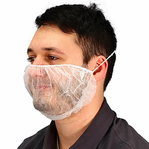 SOS Cleanroom Safety Zone Spunbond Polypropylene Beard Covers 18" White (1000/Case)