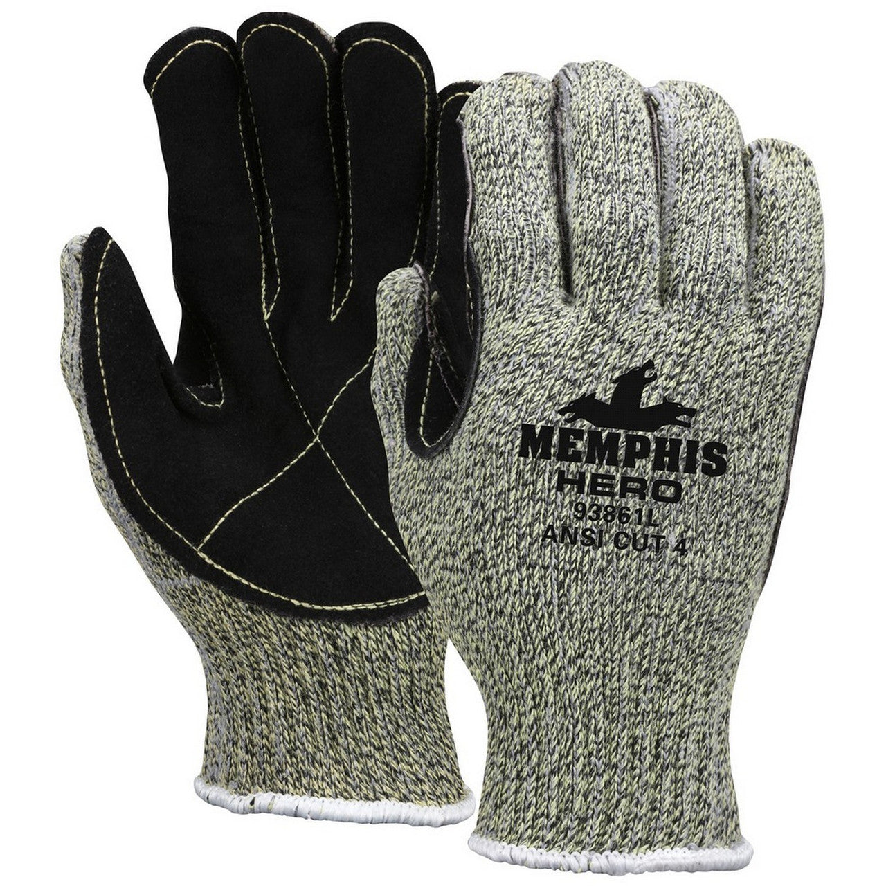 MCR Safety 93861S MCR Safety Cut Pro® with Hero™ Technology 7-Gauge Regular Weight Shell Made with ARX® Aramid Fibers Cut Resistant Work Gloves with Leather Palm (1 DZ)