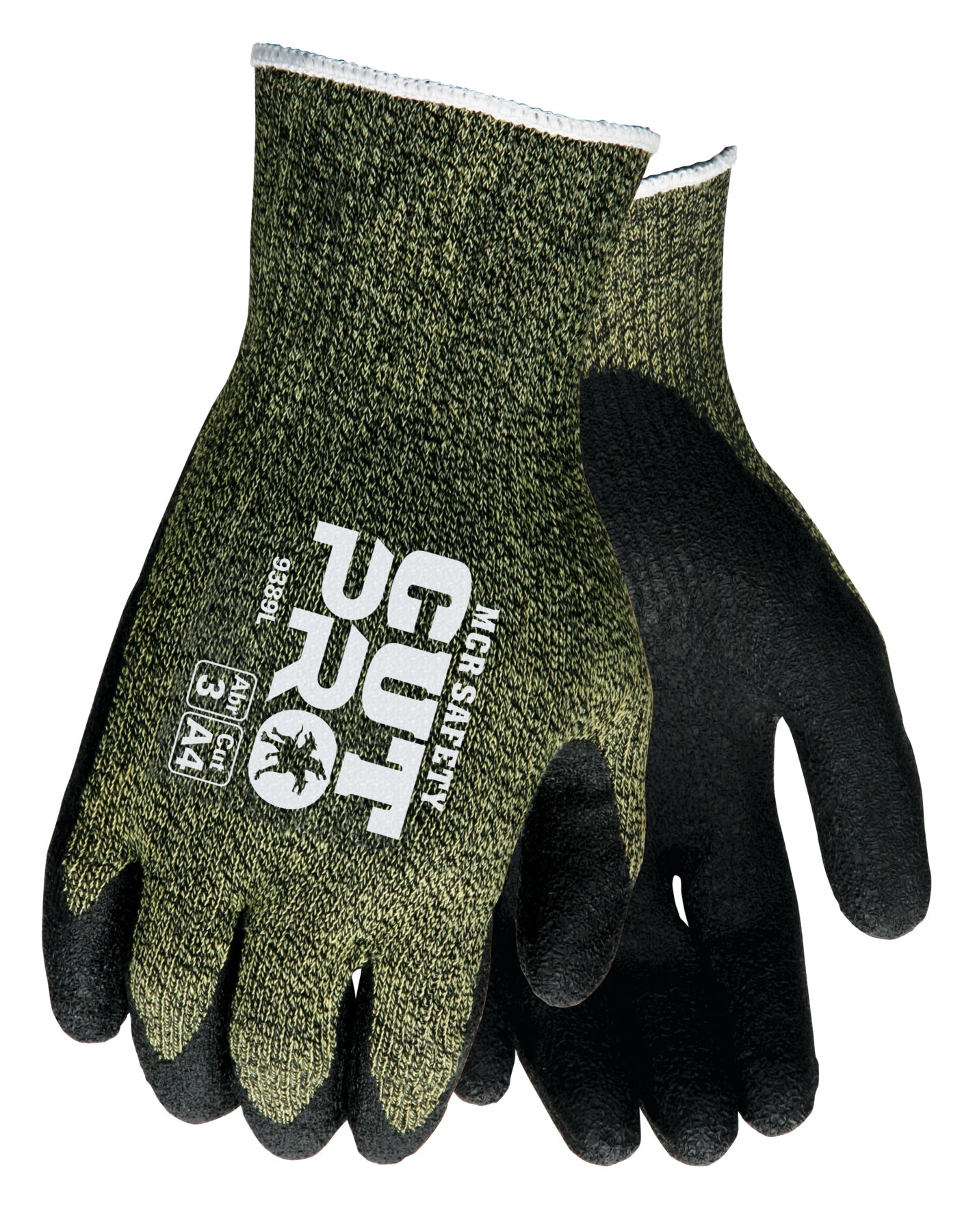 MCR Safety 9389L MCR Safety Cut Pro® 13-Gauge Kevlar® / Steel Shell Cut Resistant Work Gloves Latex Coated Palm and Fingertips (1 Pair)