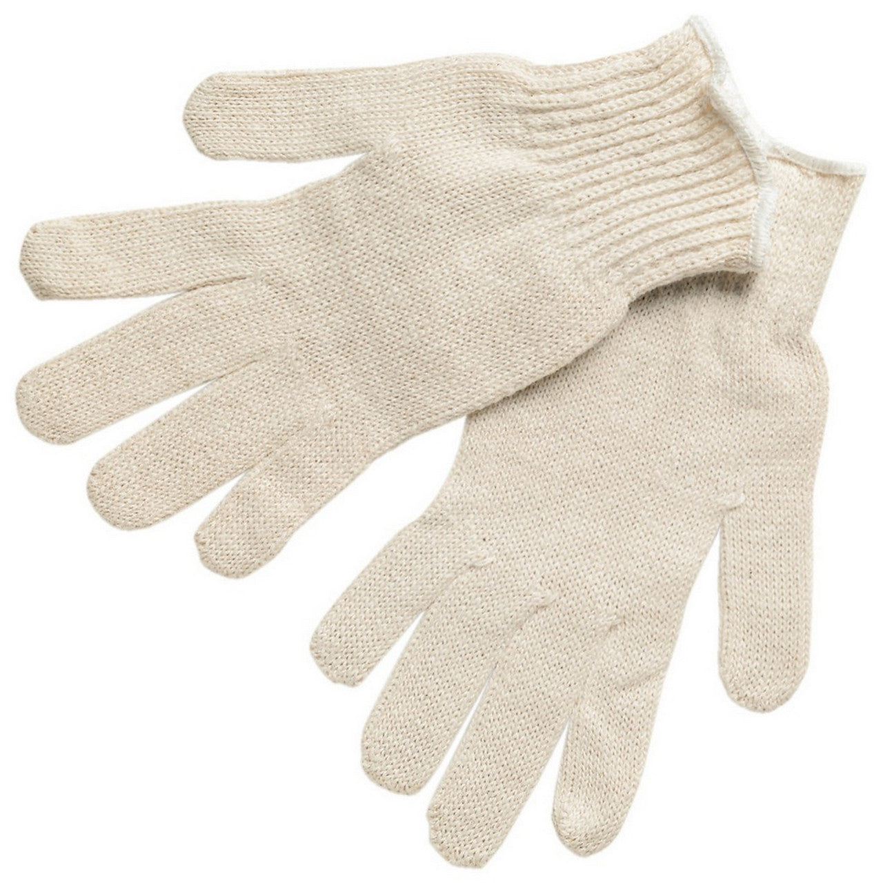 MCR Safety 9634S String Knit Work Gloves 7 Gauge Economy Weight Natural Cotton Polyester Hemmed Cuff (1 DZ)