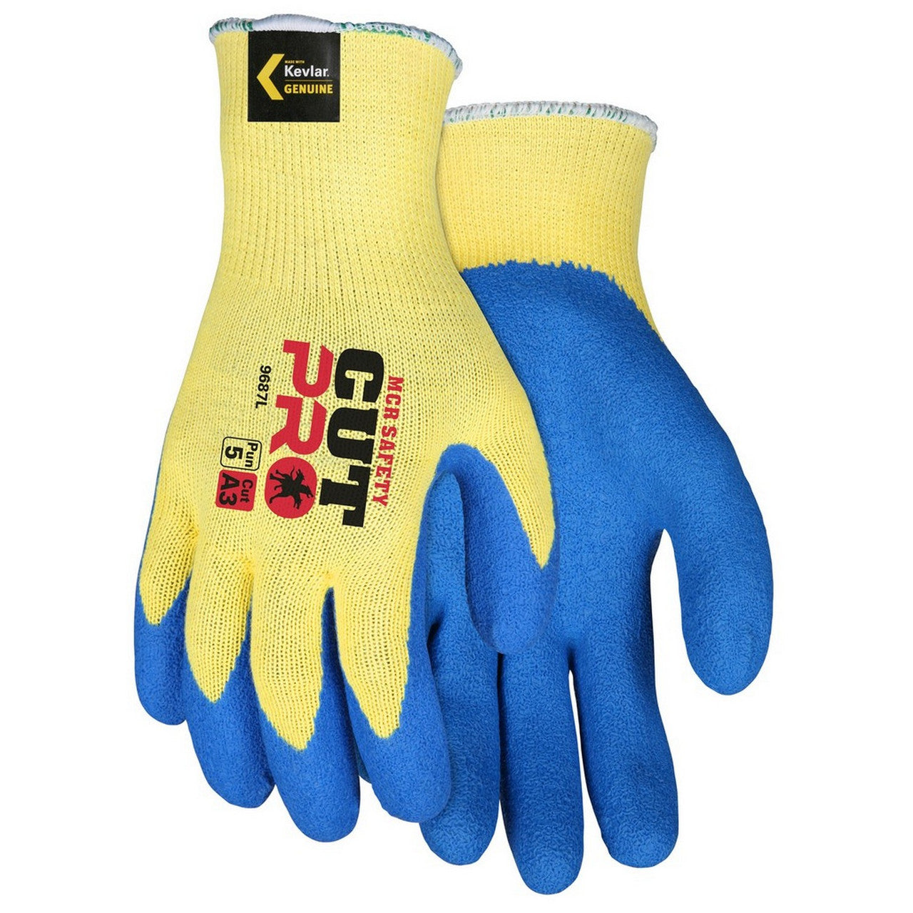 MCR Safety 9687XXL MCR Safety Cut Pro® 10-Gauge Kevlar® Shell Cut Resistant Work Gloves Latex Coated Palm and Fingertips (1 DZ)