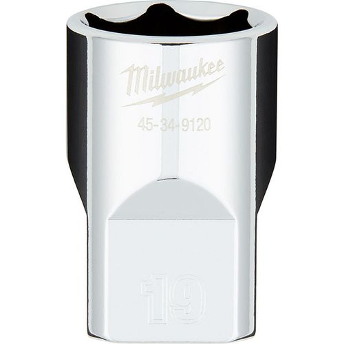 Milwaukee Tool 45-34-9120 1/2" Drive 19MM Metric 6-Point Socket with FOUR FLAT Sides, 1 EA