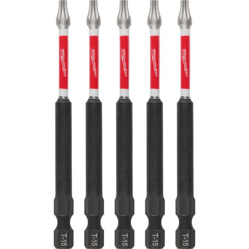 Milwaukee Tool 48-32-4577 SHOCKWAVE Impact Duty 3-1/2" TORX T15 Power Bits, 5 EA/PK