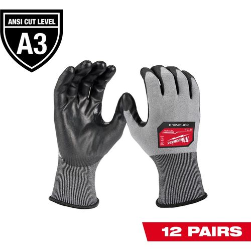 Milwaukee Tool 48-73-8731B 12 Pair Cut Level 3 High Dexterity Polyurethane Dipped Gloves (Medium), 12 PR/PK