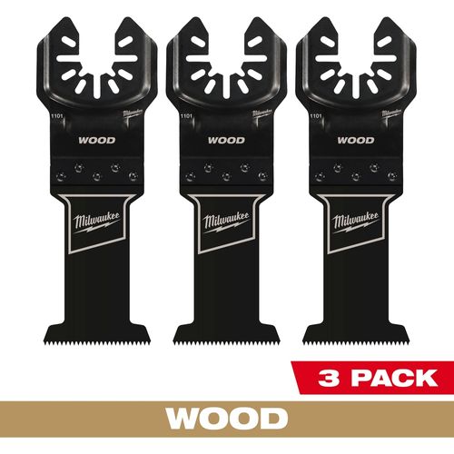 Milwaukee Tool 49-25-1103 1-3/8" High Carbon Steel Wood Universal Fit Oscillating Multi-Tool Blade, 3 EA/PK