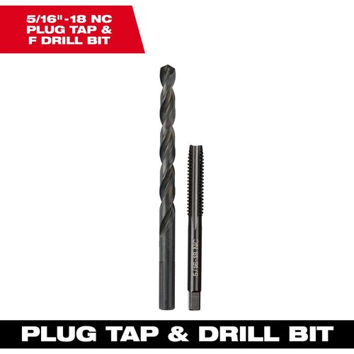 Milwaukee Tool 49-57-5542 5/16" -18 NC Straight Flute Plug Tap & F Drill Bit, 1 EA