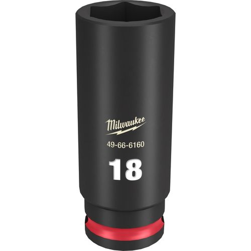 Milwaukee Tool 49-66-6160 SHOCKWAVE Impact Duty 3/8" Drive 18MM Deep 6 Point Socket, 1 EA
