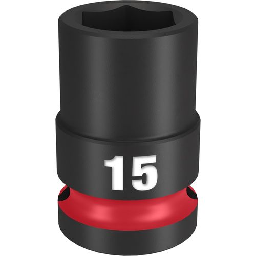 Milwaukee Tool 49-66-6247 SHOCKWAVE Impact Duty 1/2" Drive 15MM Standard 6 Point Socket, 1 EA