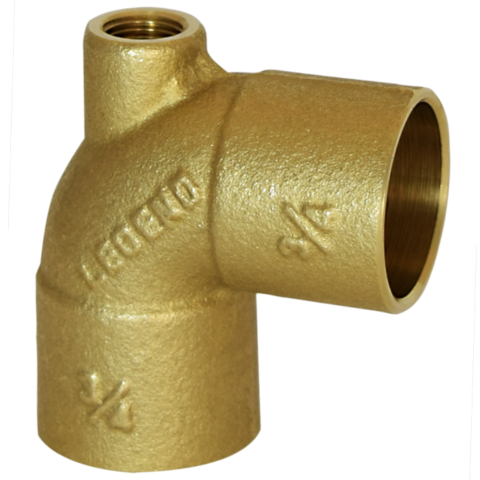 Legend Valves 302-252NL 1/2" x 1/8" x 1/2" No Lead Cast Brass Sweat x FNPT x Sweat Baseboard Tee