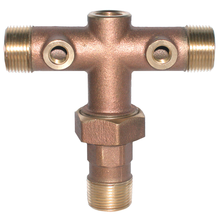 Legend Valves 312-206NL 1" x 5-1/2" No Lead Cast Bronze One-Hole Union Tank Tee