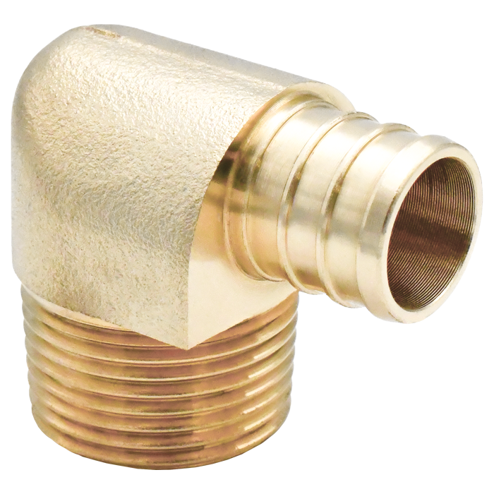Legend Valves 460-113NL 1" x 3/4" No Lead DZR Forged Brass 90° Crimp/Cinch PEX x MNPT Reducing Elbow