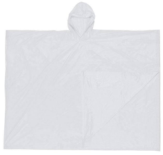 MCR Safety O42 Schooner Disposable Rain Poncho .10mm PVC Material Attached Hood, Tote Pouch, Clear (1 EA)