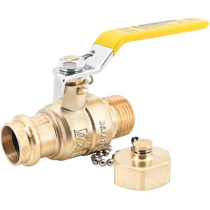 Legend Valves 101-437NL 3/4" LegendPress No Lead Forged Brass Full Port Ball Valve with Cap and Chain