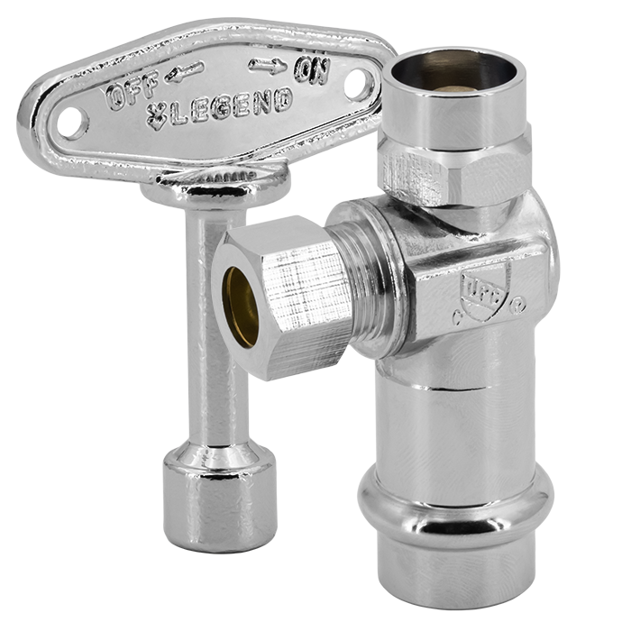 Legend Valves 114-903PNL LegendPress No Lead Chrome-Plated Forged Brass 1/4-Turn Angle Supply Stop with Lockshield & Key