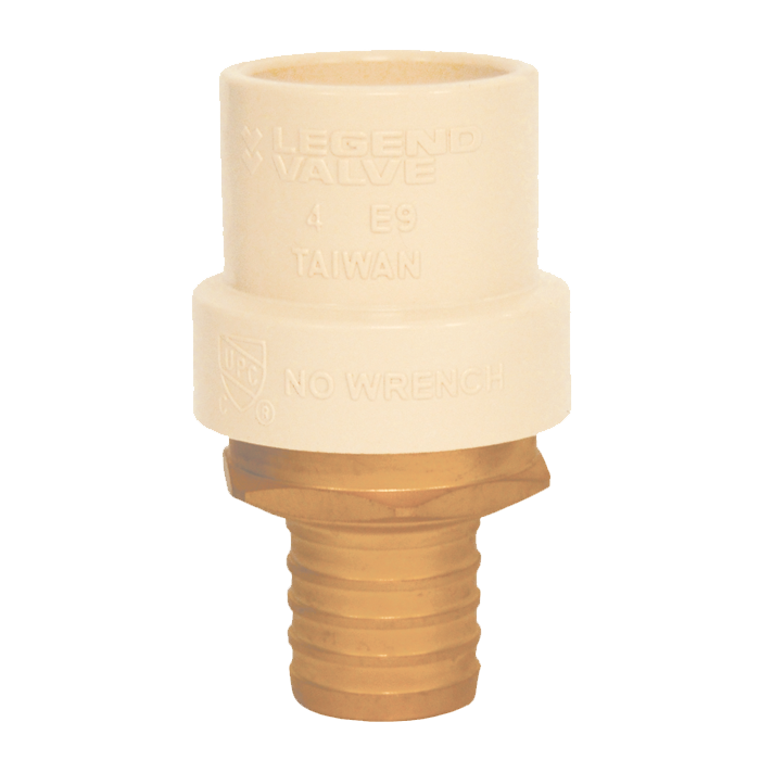Legend Valves 302-425NL 1" No Lead DZR Forged Brass Crimp/Cinch PEX x CPVC Transition Fitting