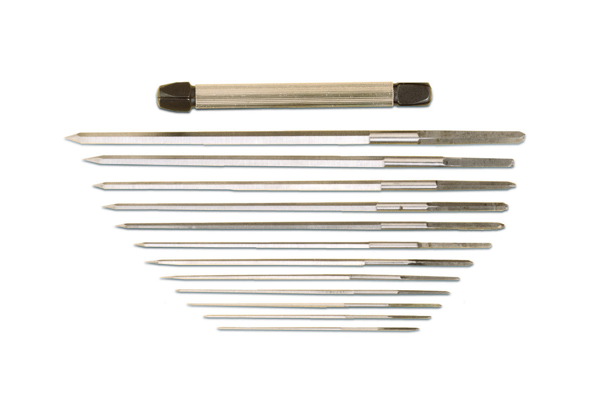Grobet USA® 15.506 Broach Set Of 12, Cutting With Pin Vise, Sizes 30/70, EA