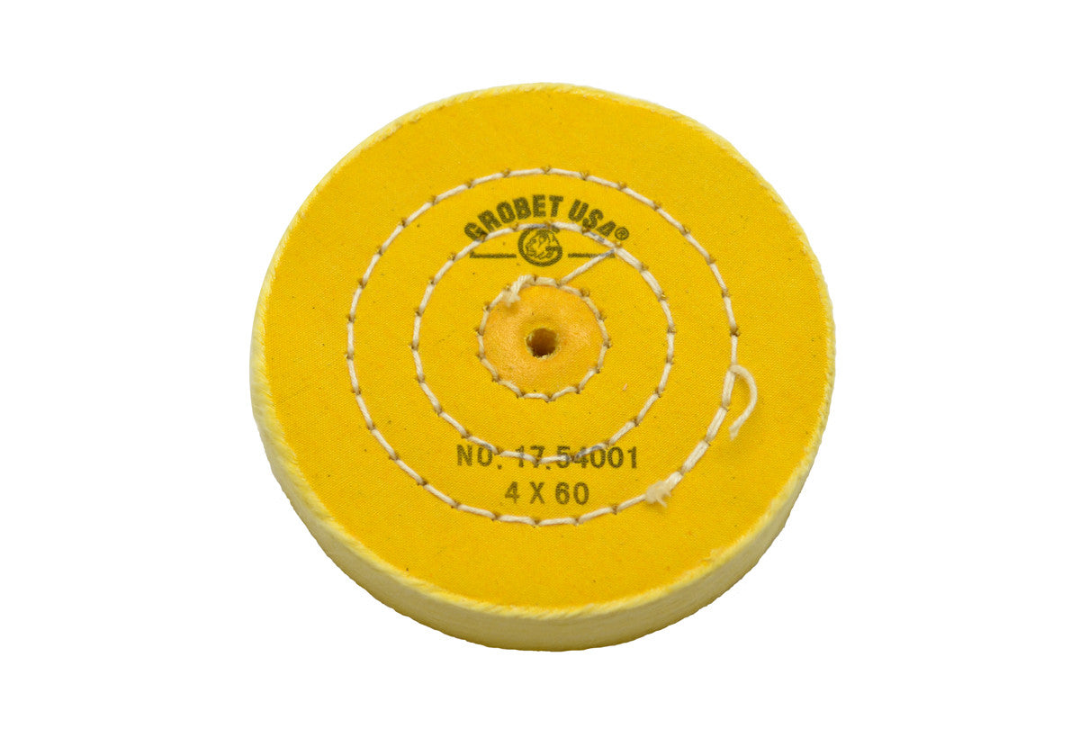Grobet USA® 17.54001 Yellow Chemkote Buff, 4″ X 60 Ply, Shellac Center, EA