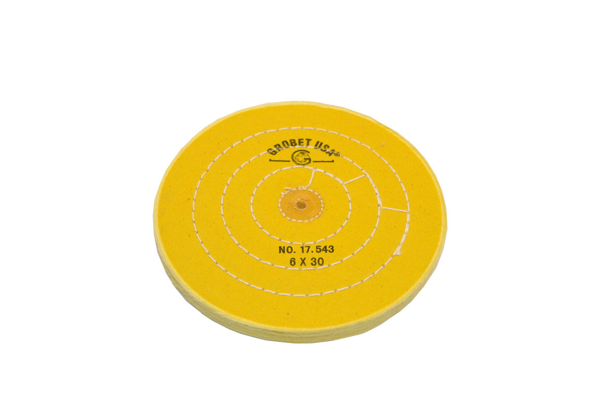Grobet USA® 17.543 Yellow Chemkote Buff, 6″ X 30 Ply, Shellac Center, EA