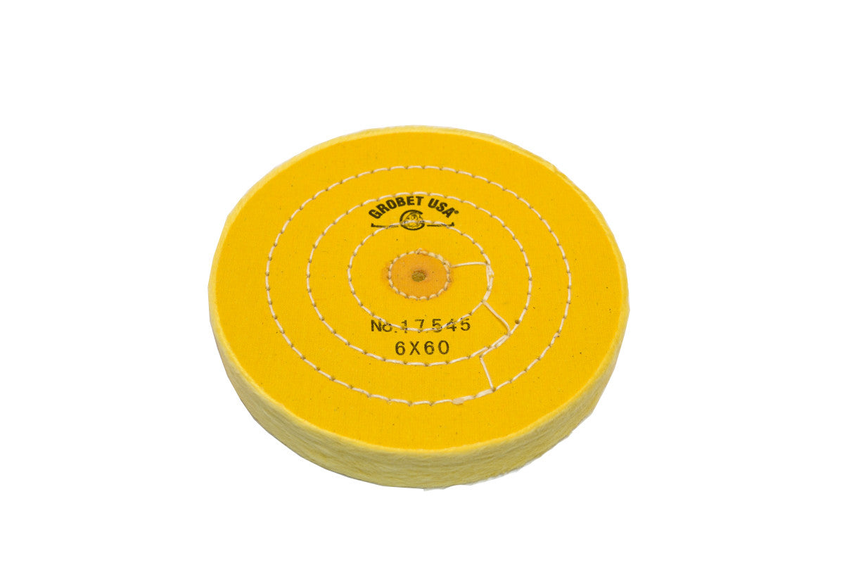 Grobet USA® 17.545 Yellow Chemkote Buff, 6″ X 60 Ply, Shellac Center, EA