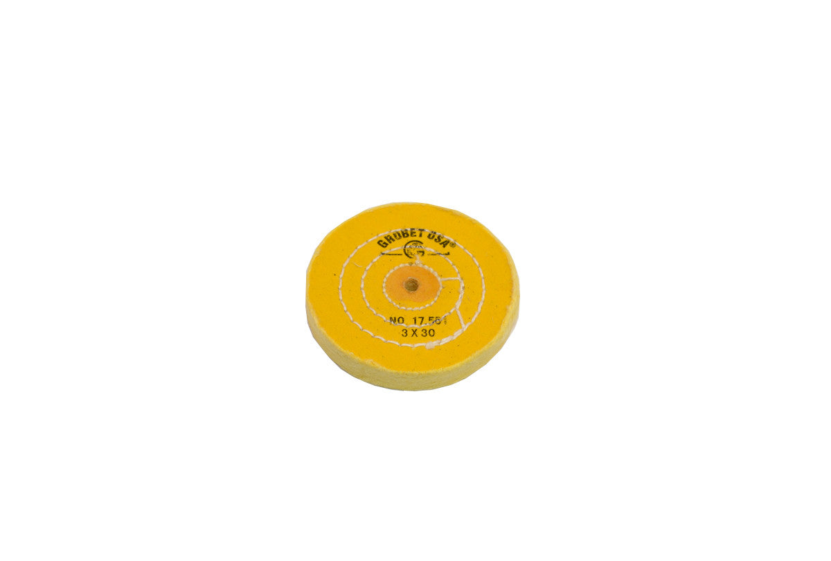 Grobet USA® 17.551 Yellow Chemkote Buff, 3″ X 30 Ply, Shellac Center, EA