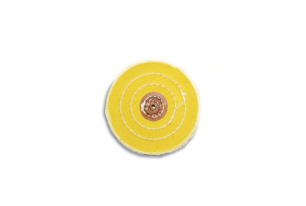 Grobet USA® 17.55301 Yellow Chemkote Buff, 4″ X 40 Ply, LEAther Center, EA