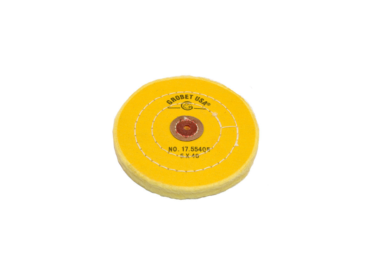 Grobet USA® 17.55405 Yellow Chemkote Buff, 5″ X 40 Ply, LEAther Center, EA