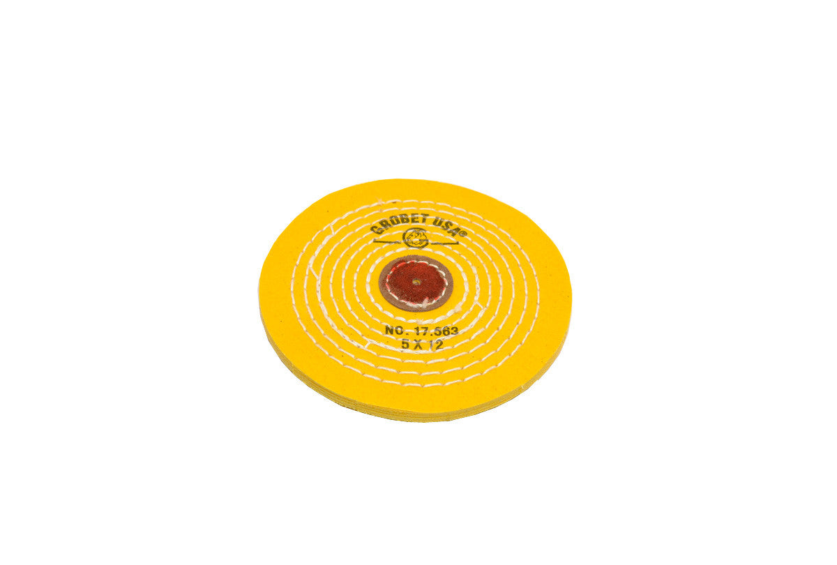 Grobet USA® 17.563 Yellow Chemkote Buff, 5″ X 12 Ply, Knife Edge, EA