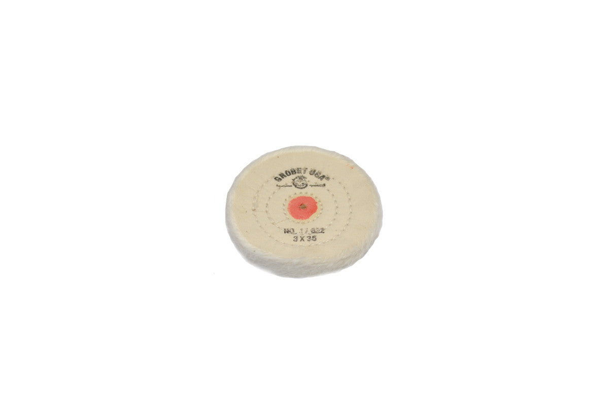 Grobet USA® 17.622 Finex Muslin Buff, 3″ X 35 Ply, Combed With Shellac Center, EA