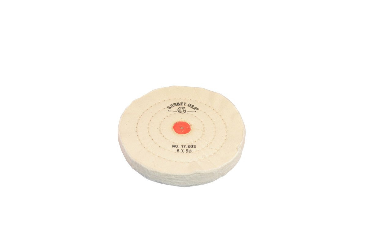Grobet USA® 17.633 Finex Muslin Buff, 6″ X 50 Ply, Combed With Shellac Center, EA