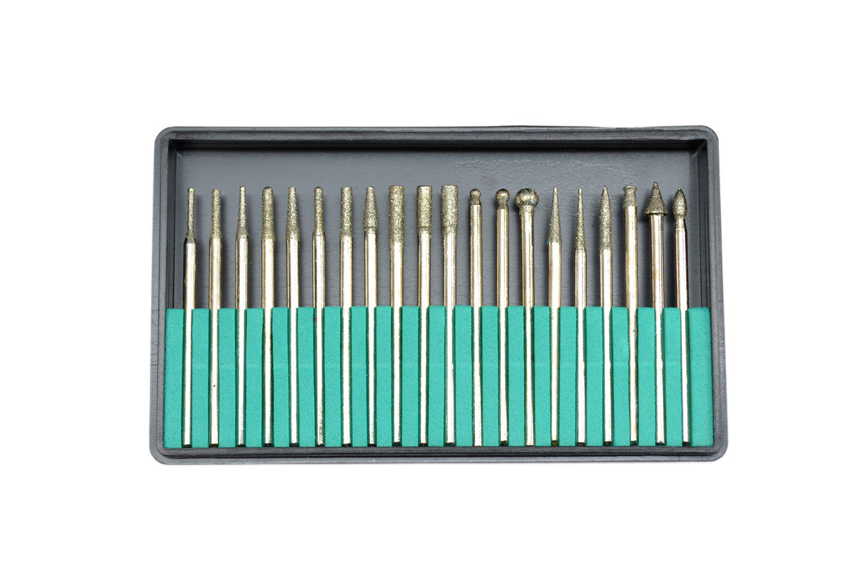 Grobet USA® 19.125 Assorted Diamond Burs, Set Of 20, EA