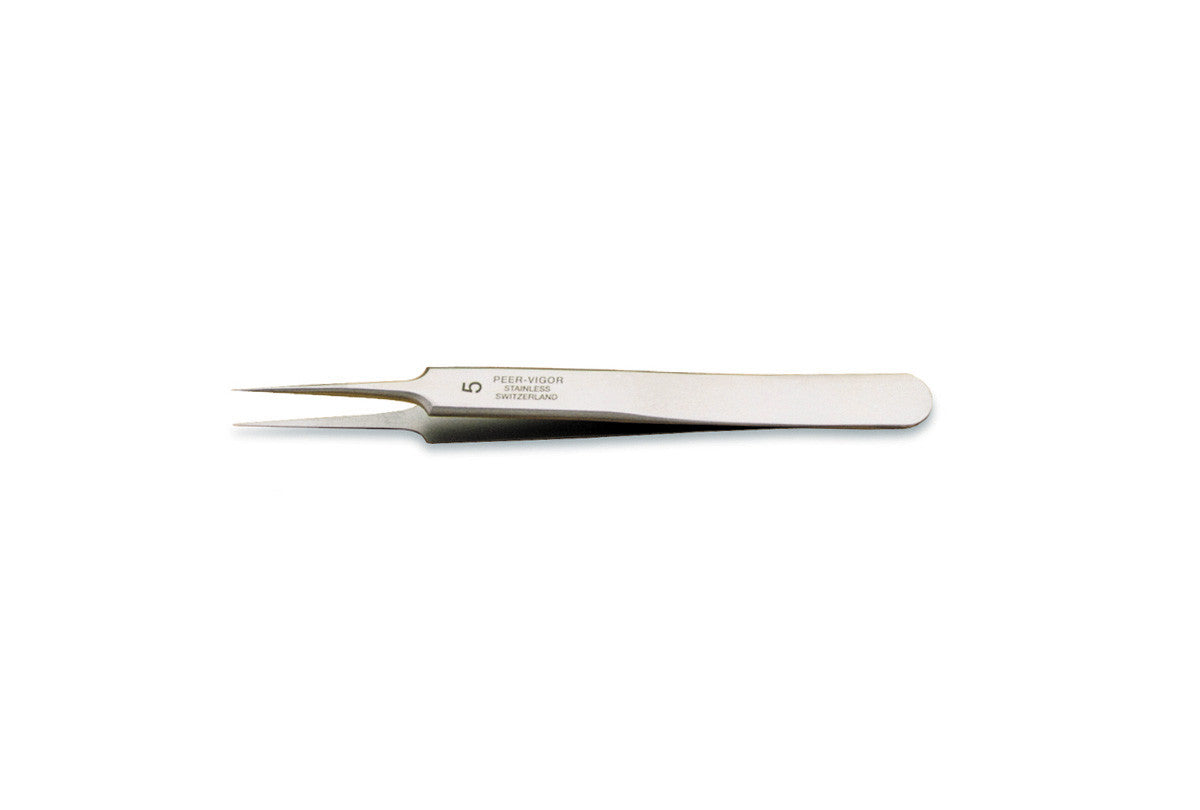 Grobet USA® 57.0755 Tweezers, Pattern No. 5, EA