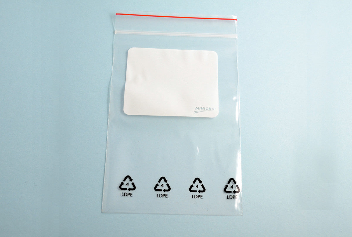 Grobet USA® 61.134 Mini-Grip Zip Bag With White Label Block, 4″ X 6″, Box Of 1000, EA