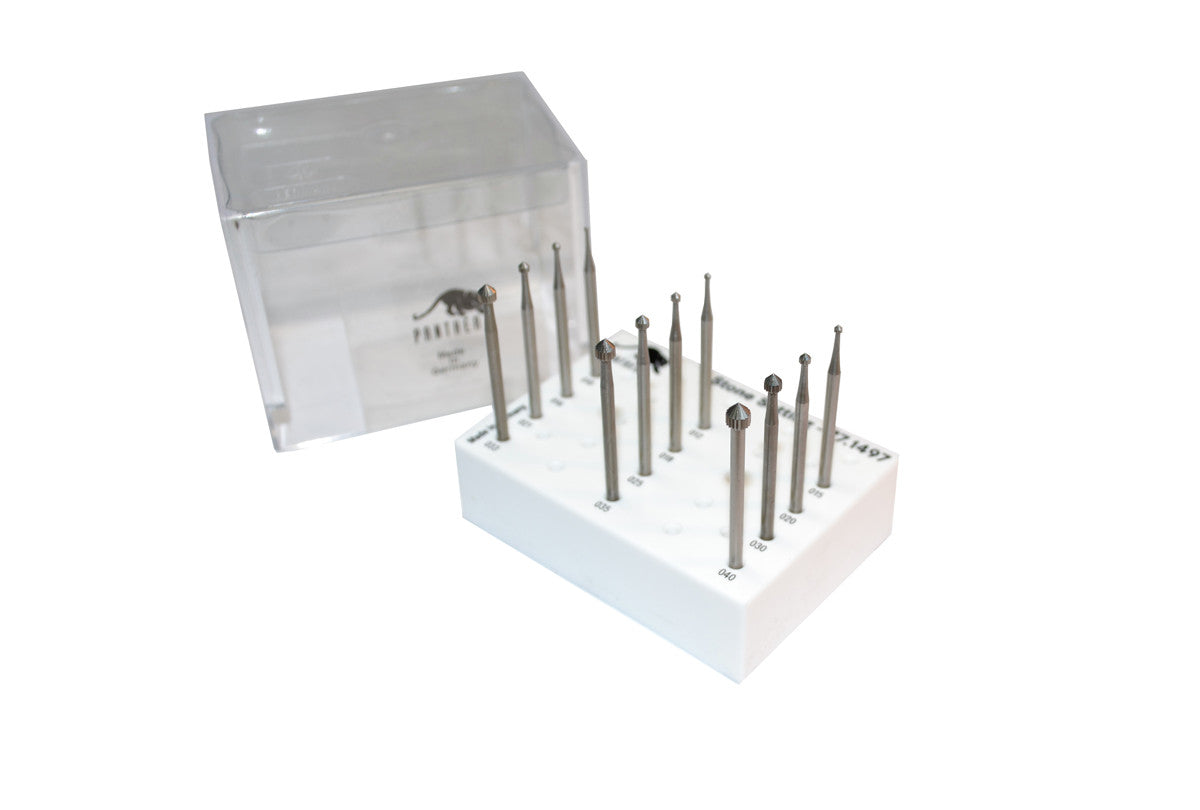 Grobet USA® 77.1497 Panther Burs, Set Of 12, Stone Setting, Fig. 413, EA
